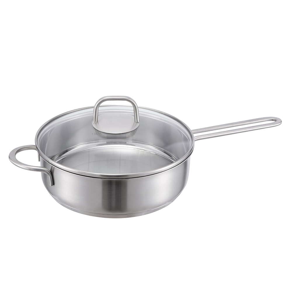 Manico laterale 24 * 7 cm e padella a manico lungo con coperchio in vetro JY-2407NP
