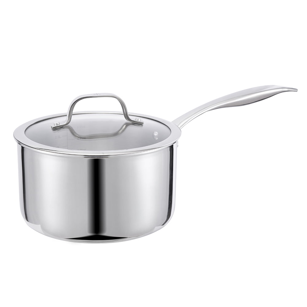 Pentola singola con manico lungo 18 * 10,5 cm con coperchio a bordo largo JY-18105SN